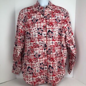 Vintage 90’s Western Plaid Paisley Button Up Shirt Blouse Size XL Dion